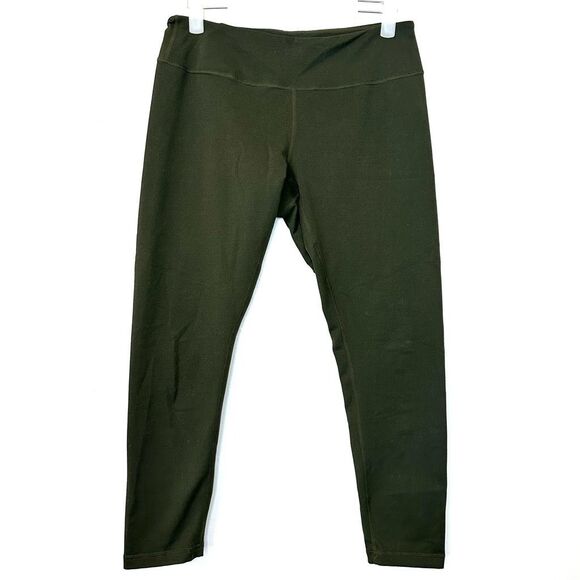 Zella Elastic Waist Pull-on Cropped Yoga Leggings Olive Green Large - Picture 1 of 4